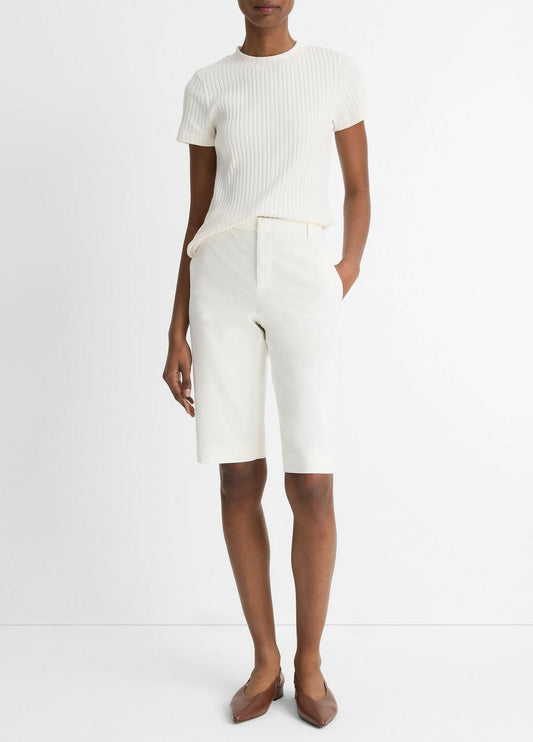 Italian Stretch-Cotton Chino Short in Shorts | VINCE Women