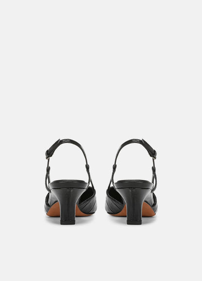 Levvy Croc-Embossed Leather Slingback Heel in Heels | VINCE Women