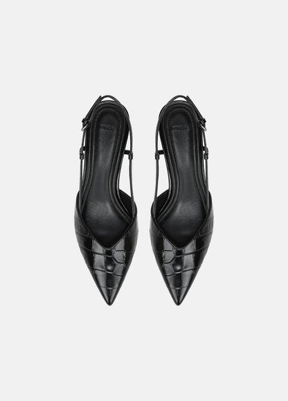 Levvy Croc-Embossed Leather Slingback Heel in Heels | VINCE Women