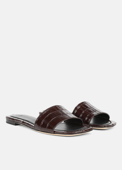 Valeria Croc-Embossed Leather Slide Sandal in Sandals | VINCE Women