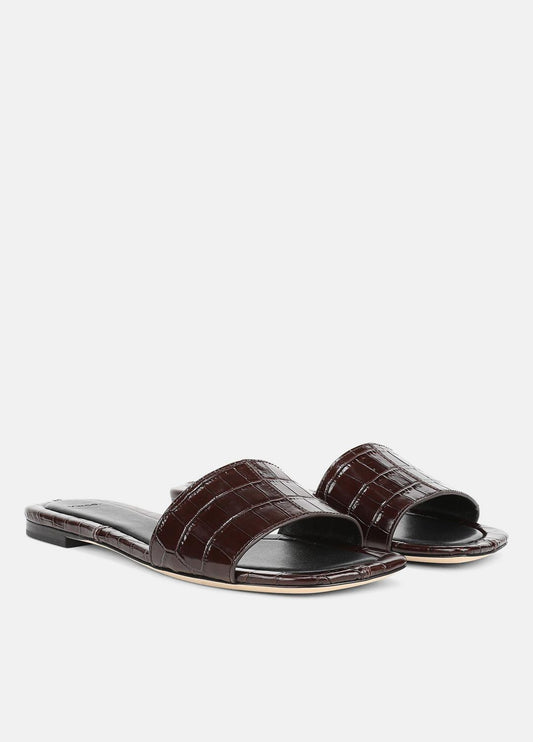Valeria Croc-Embossed Leather Slide Sandal in Sandals | VINCE Women