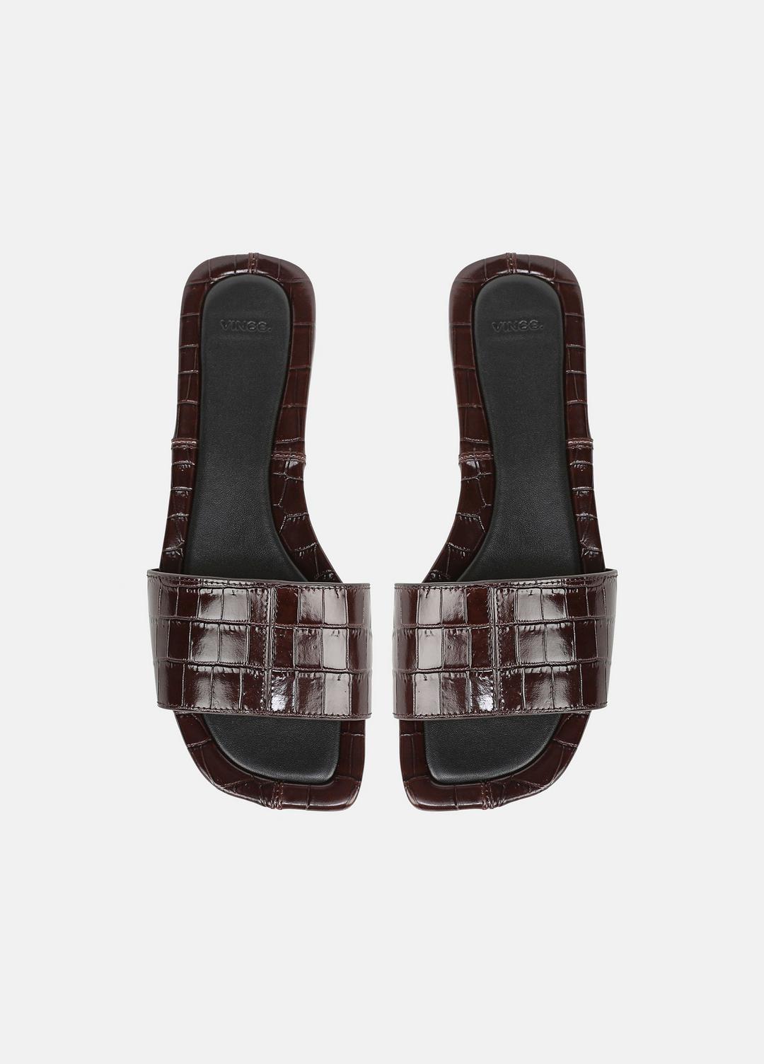 Valeria Croc-Embossed Leather Slide Sandal in Sandals | VINCE Women