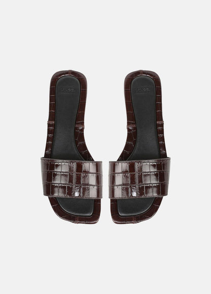 Valeria Croc-Embossed Leather Slide Sandal in Sandals | VINCE Women