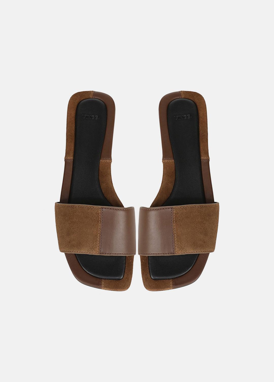 Valeria Leather & Suede Slide Sandal in Sandals | VINCE Women