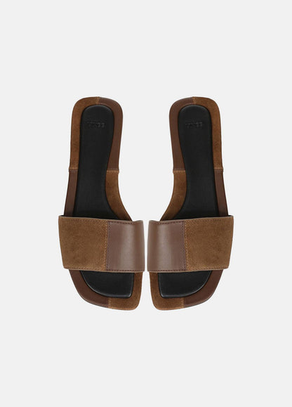 Valeria Leather & Suede Slide Sandal in Sandals | VINCE Women