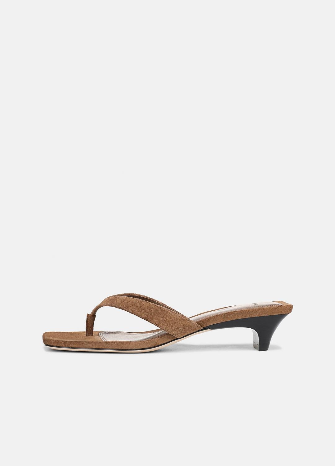 San Juan Suede Heeled Thong Sandal in Sandals | VINCE Women