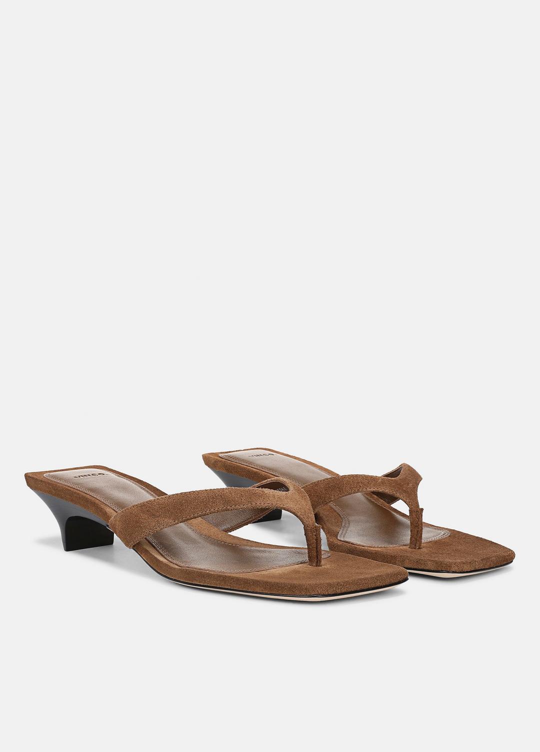 San Juan Suede Heeled Thong Sandal in Sandals | VINCE Women