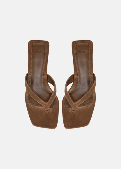 San Juan Suede Heeled Thong Sandal in Sandals | VINCE Women