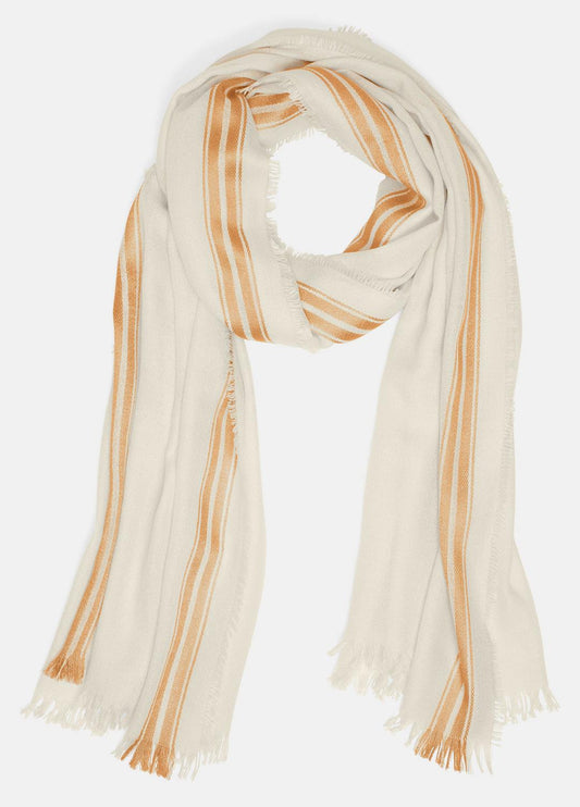 Border-Stripe Cashmere-Silk Satin Twill Scarf in Scarves & Hats | VINCE Women