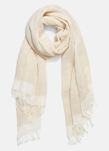 Border-Stripe Cotton Scarf in Scarves & Hats | VINCE Women