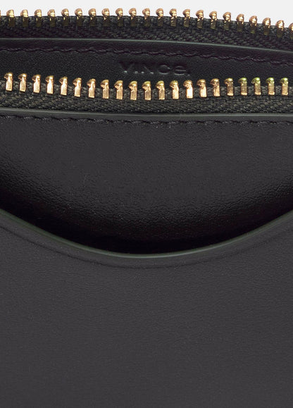 Leather Zip-Top Card Case in Handbags | VINCE Women