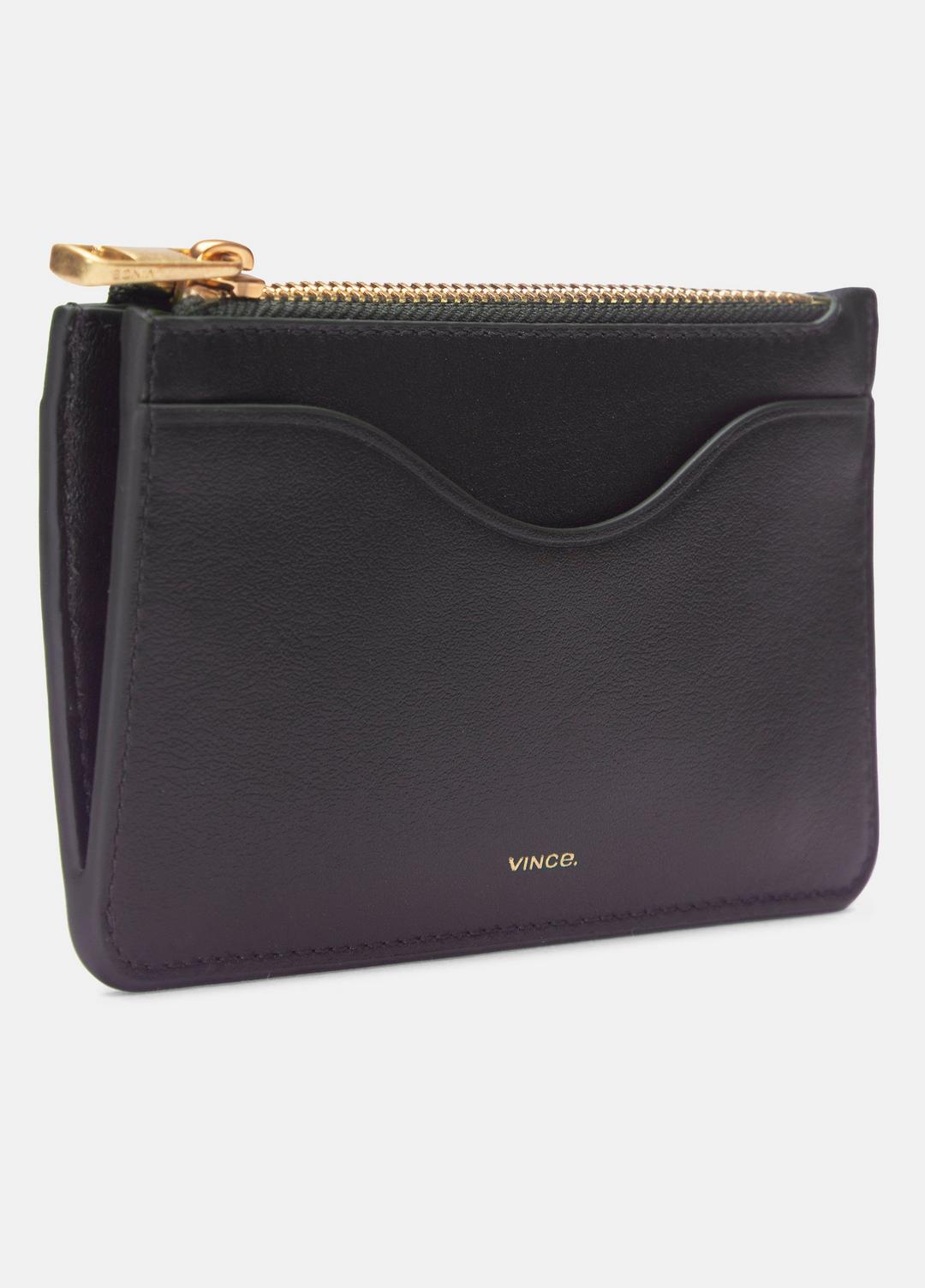 Leather Zip-Top Card Case in Handbags | VINCE Women