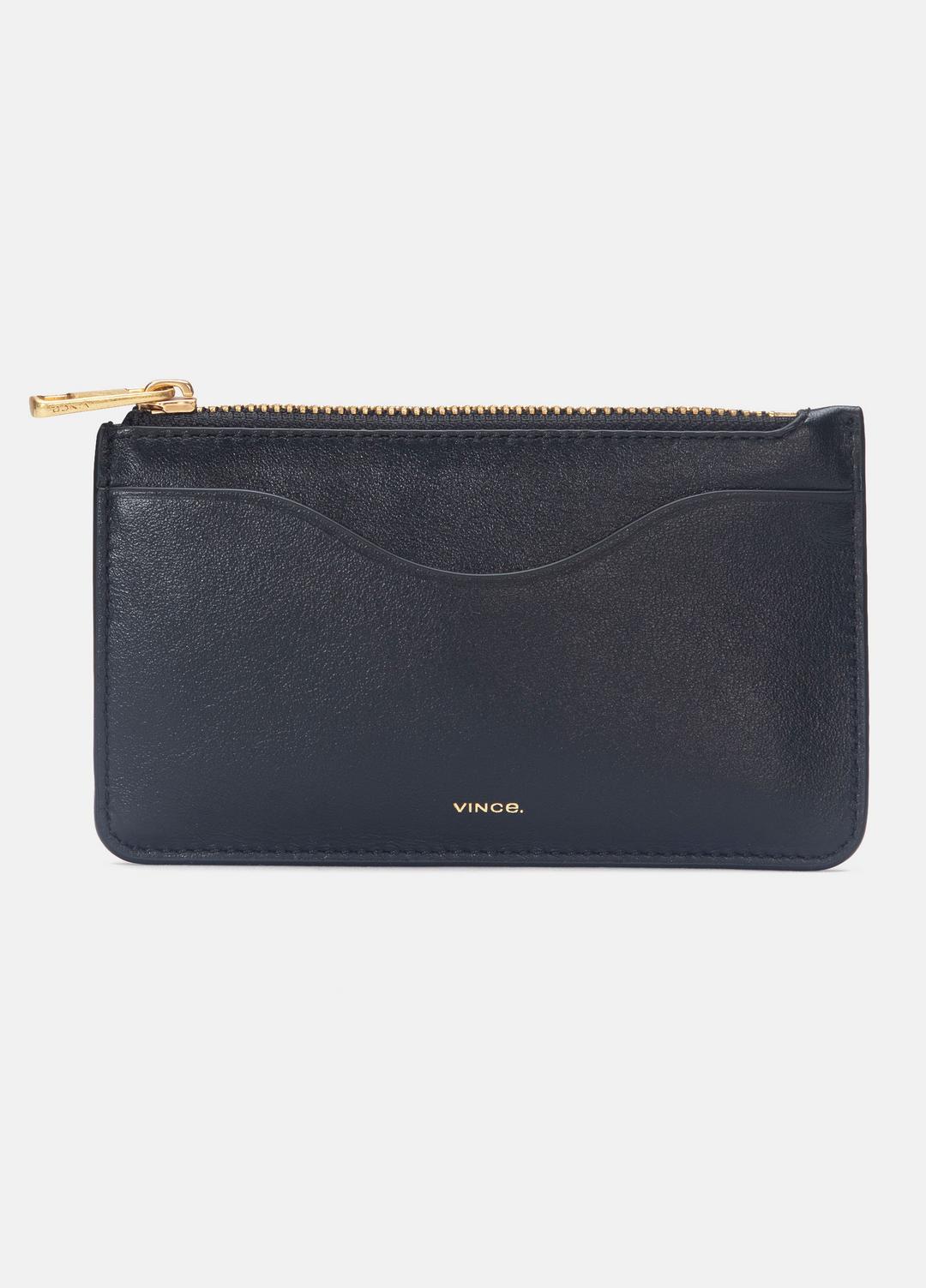 Leather Zip-Top Card Case in Handbags | VINCE Women