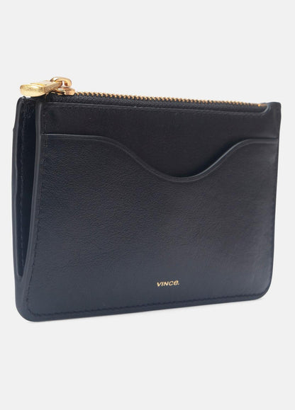 Leather Zip-Top Card Case in Handbags | VINCE Women