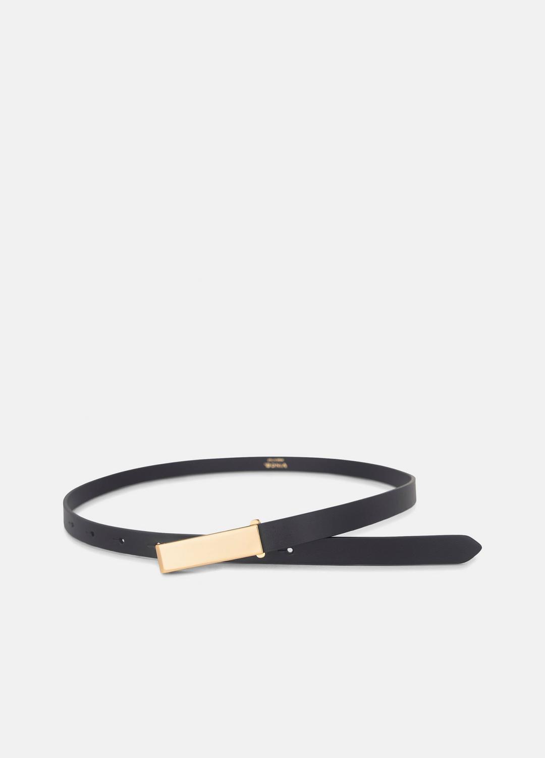Women's 15mm Elongated Plaque Leather Belt in Belts | VINCE Women