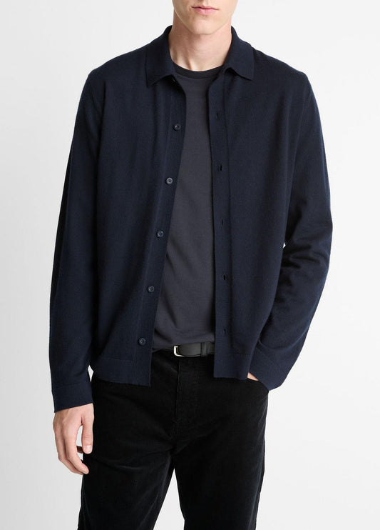 Featherweight Merino Wool-Cashmere Sweater Shirt in Long Sleeve | VINCE Men