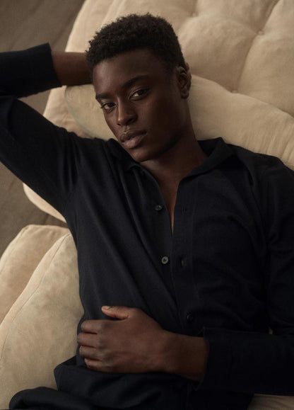 Featherweight Merino Wool-Cashmere Sweater Shirt in Long Sleeve | VINCE Men