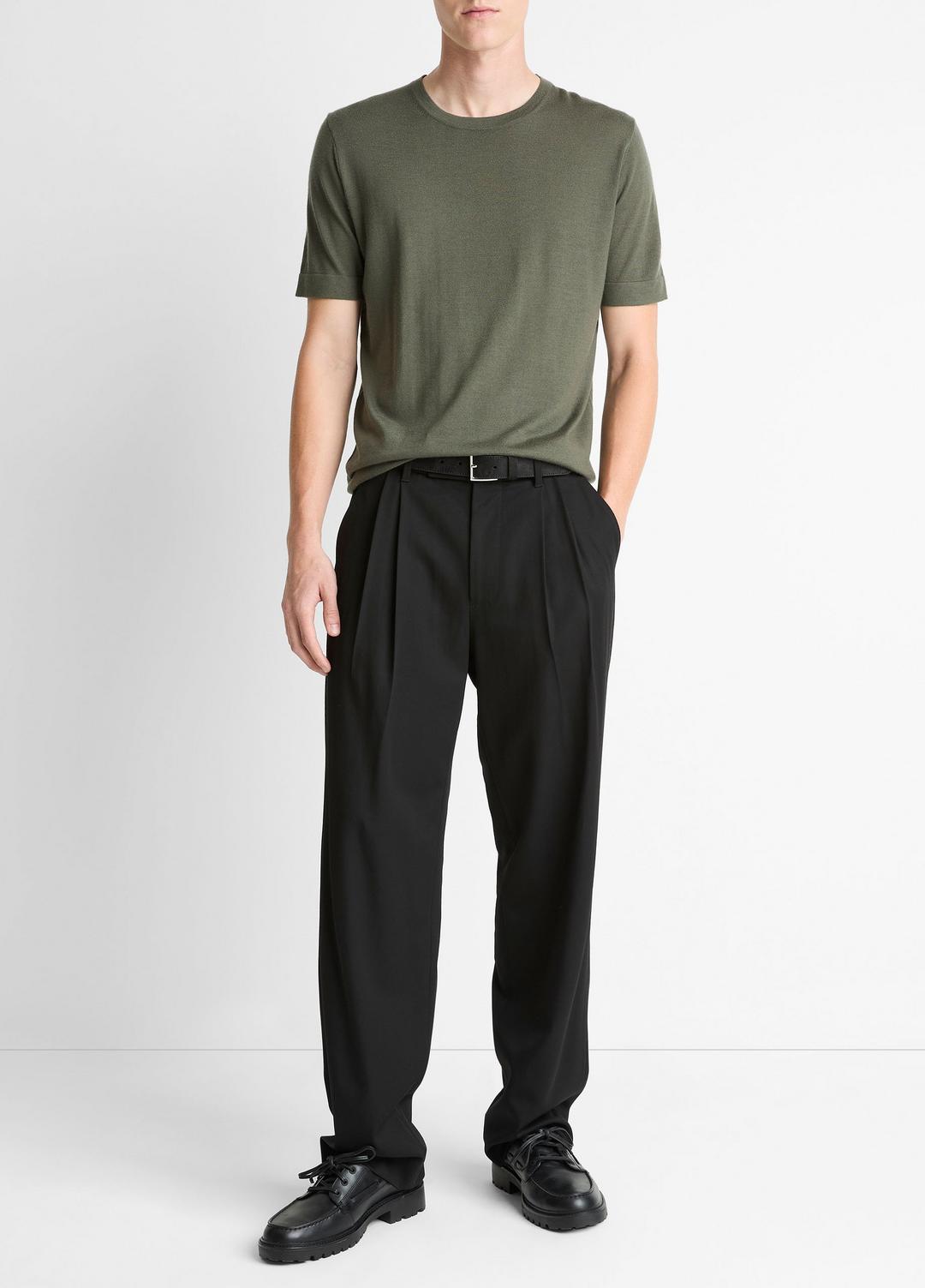 Featherweight Merino Wool-Cashmere Short-Sleeve Sweater in Short Sleeve | VINCE Men
