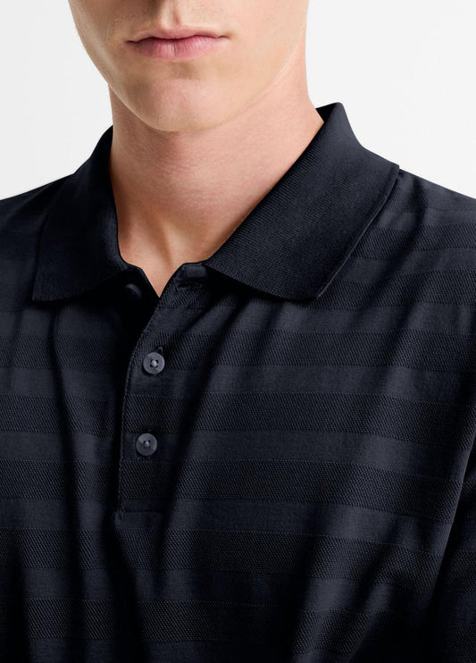 Jacquard-Stripe Cotton Long-Sleeve Polo Shirt in Long Sleeve | VINCE Men