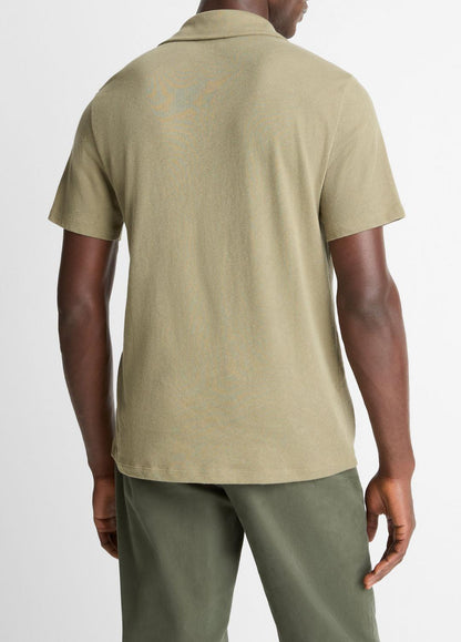 Cotton Johnny-Collar Polo Shirt in Henleys & Polos | VINCE Men