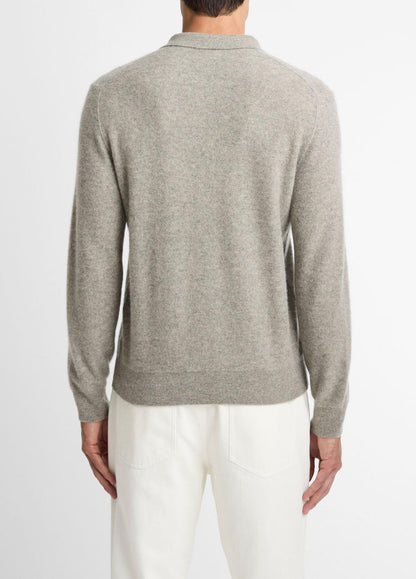 Plush Cashmere Johnny-Collar Polo in Cashmere | VINCE Men