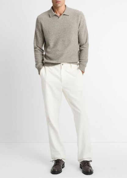 Plush Cashmere Johnny-Collar Polo in Cashmere | VINCE Men