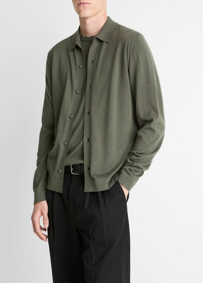 Featherweight Merino Wool-Cashmere Sweater Shirt in Long Sleeve | VINCE Men