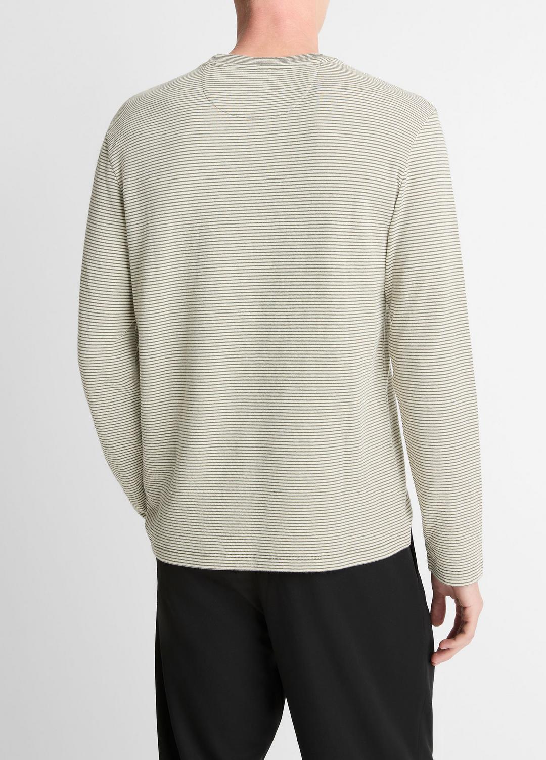 Striped Double-Knit Pima Cotton Long-Sleeve T-Shirt in Long Sleeve | VINCE Men