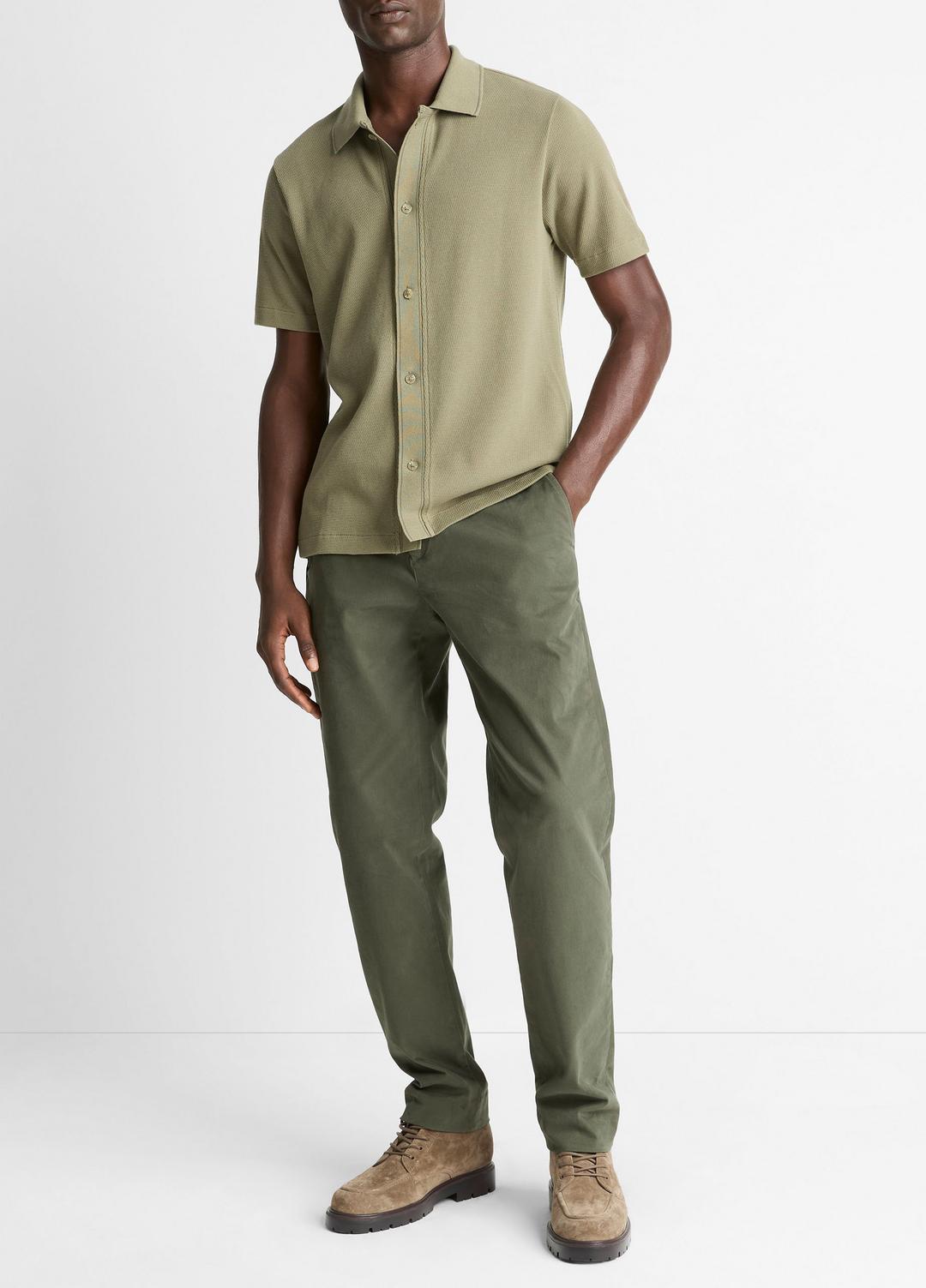 Jacquard-Knit Cotton Short-Sleeve Button-Front Shirt in Short Sleeve | VINCE Men