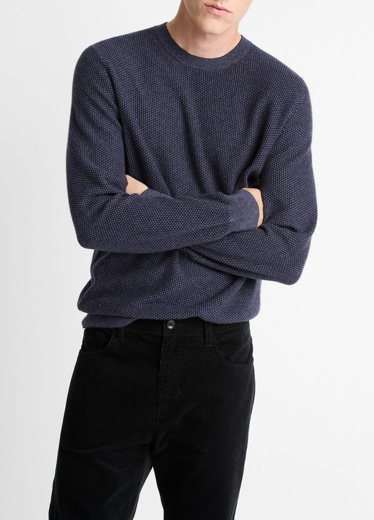 Geo-Jacquard Wool-Blend Crew Neck Sweater in Crew Neck | VINCE Men