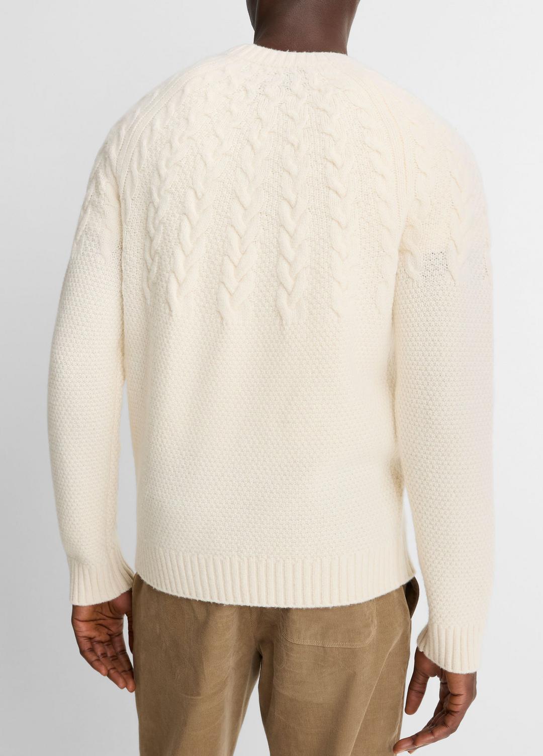 Airspun Merino Wool Cable-Yoke Sweater in Crew Neck | VINCE Men