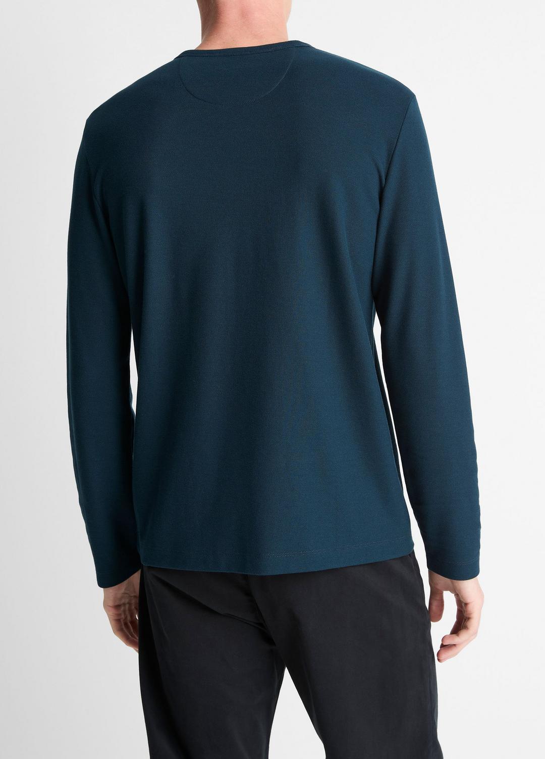 Pima Cotton Piqué Long-Sleeve T-Shirt in Long Sleeve | VINCE Men