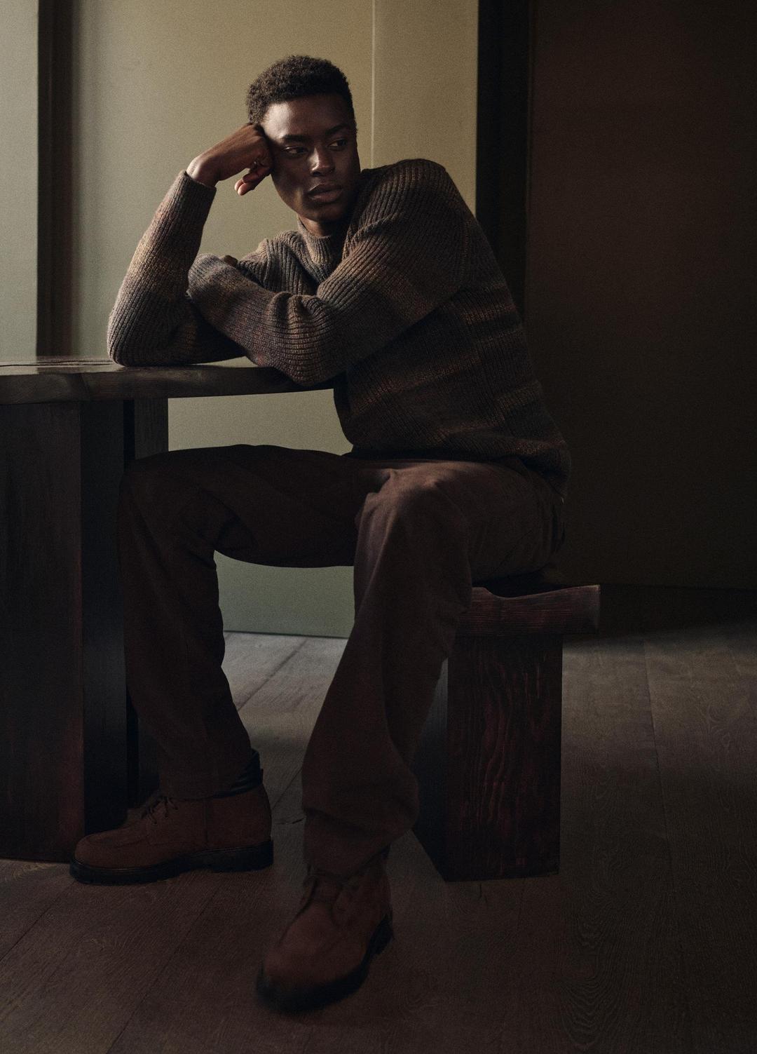 Space-Dye Shaker Wool-Blend Sweater in Crew Neck | VINCE Men