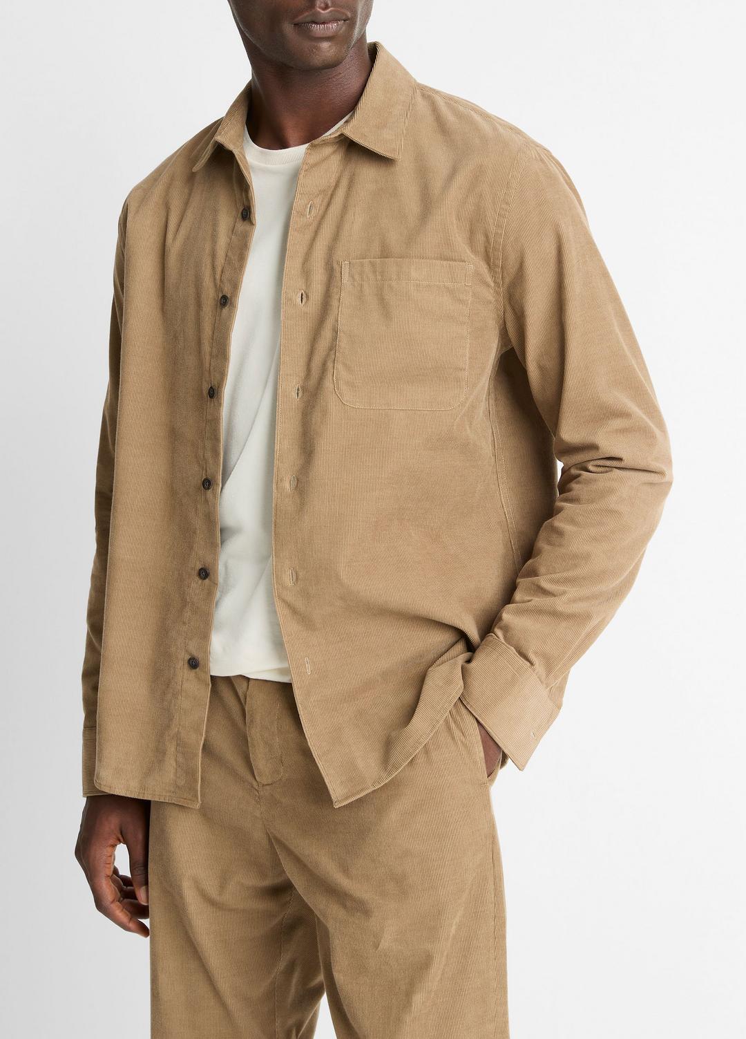 Italian Cotton Corduroy Button-Front Shirt in Long Sleeve | VINCE Men