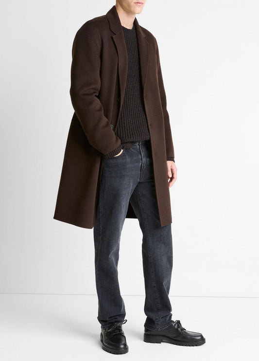 Splittable Wool-Cashmere Single-Breasted Topcoat in Coats | VINCE Men