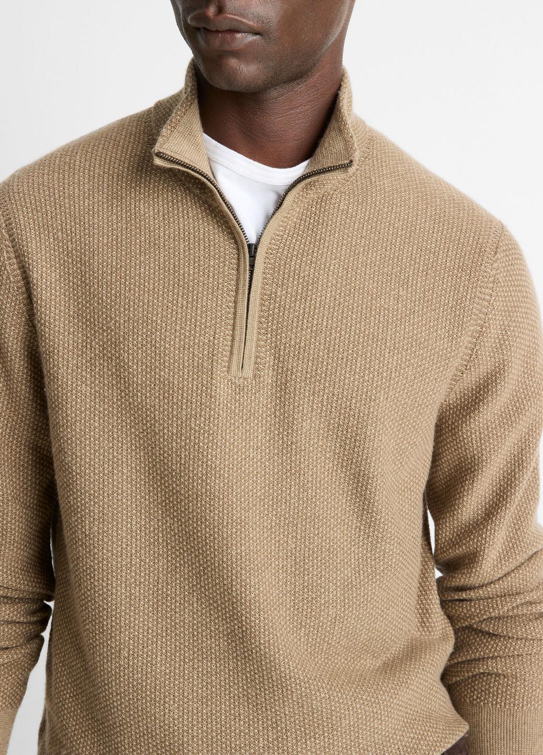 Geo-Jacquard Wool-Blend Quarter-Zip Sweater in Crew Neck | VINCE Men
