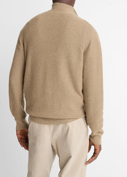 Geo-Jacquard Wool-Blend Quarter-Zip Sweater in Crew Neck | VINCE Men