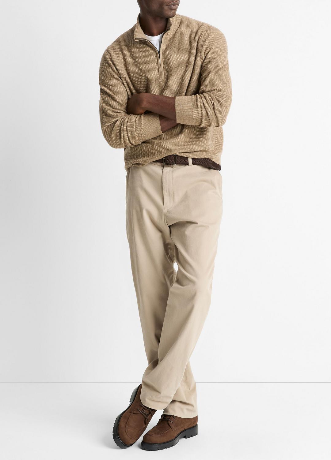 Geo-Jacquard Wool-Blend Quarter-Zip Sweater in Crew Neck | VINCE Men