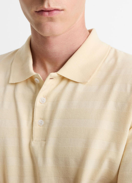 Jacquard-Stripe Cotton Long-Sleeve Polo Shirt in Long Sleeve | VINCE Men