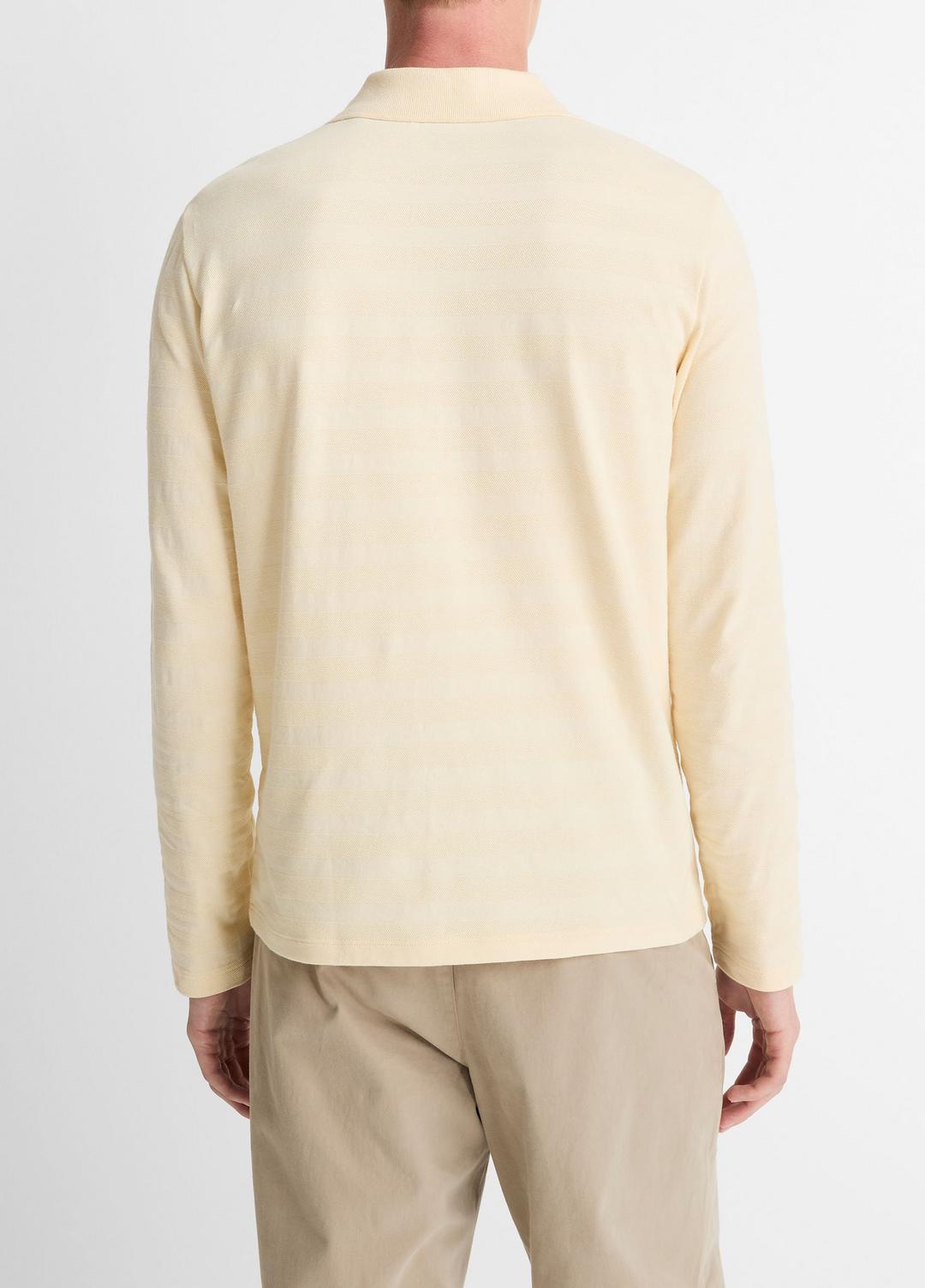 Jacquard-Stripe Cotton Long-Sleeve Polo Shirt in Long Sleeve | VINCE Men