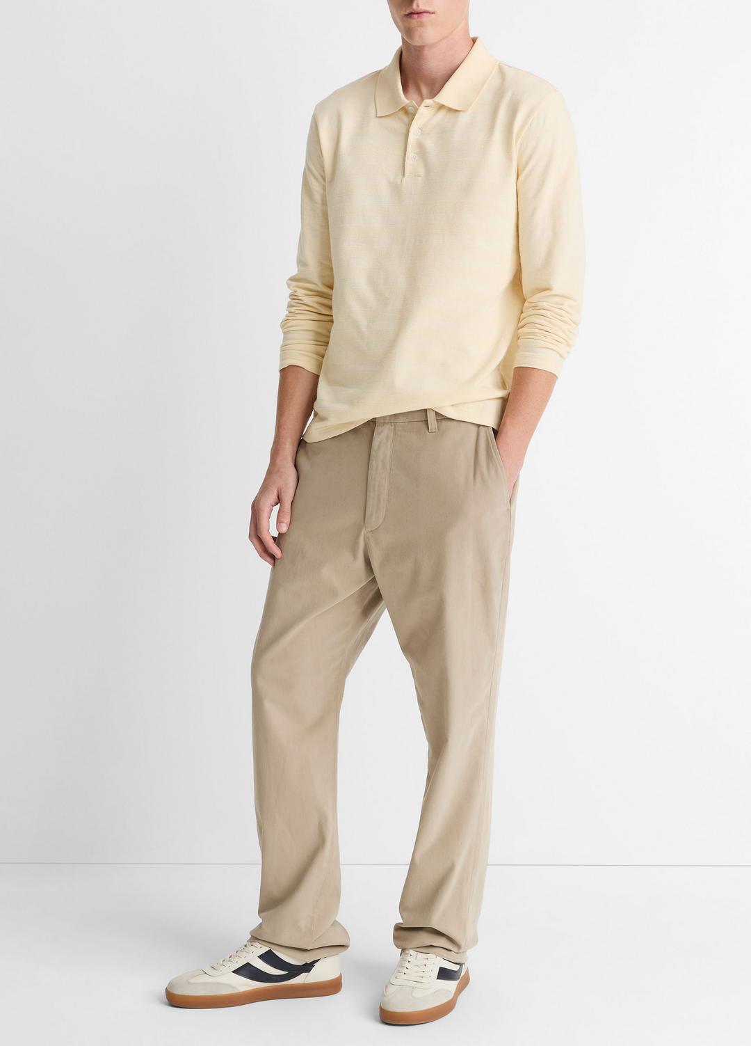 Jacquard-Stripe Cotton Long-Sleeve Polo Shirt in Long Sleeve | VINCE Men