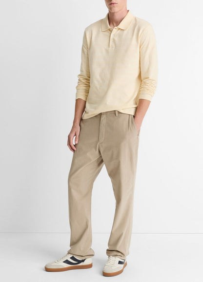 Jacquard-Stripe Cotton Long-Sleeve Polo Shirt in Long Sleeve | VINCE Men