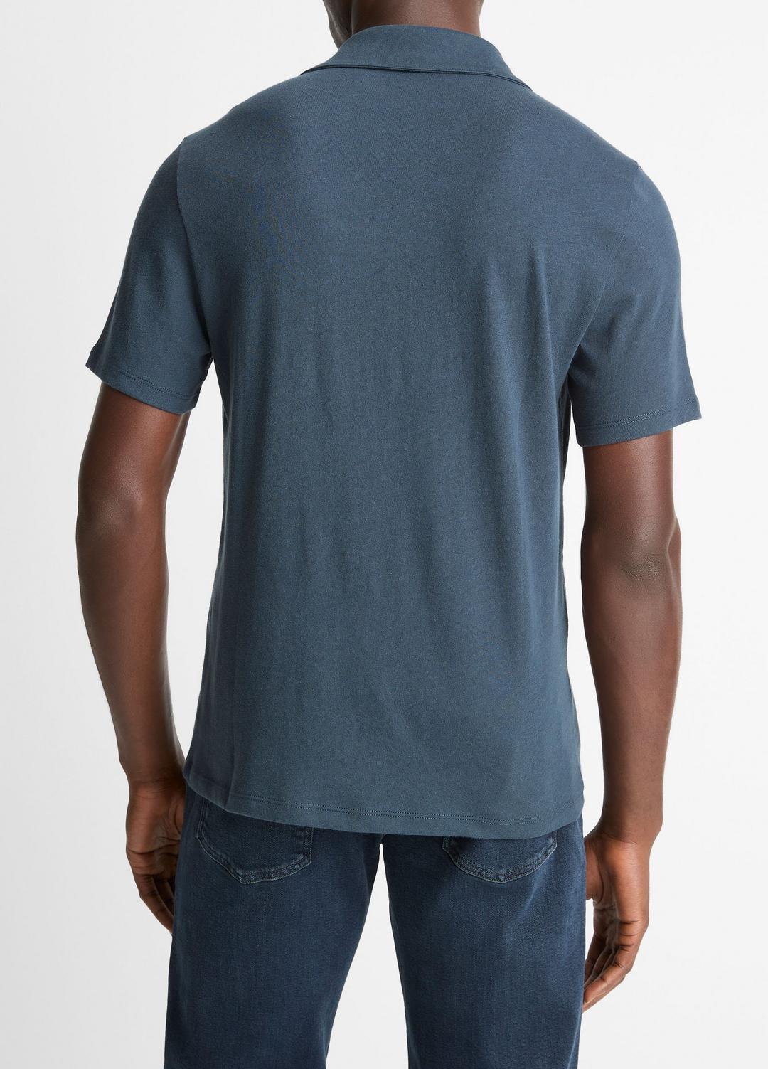 Cotton Johnny-Collar Polo Shirt in Henleys & Polos | VINCE Men