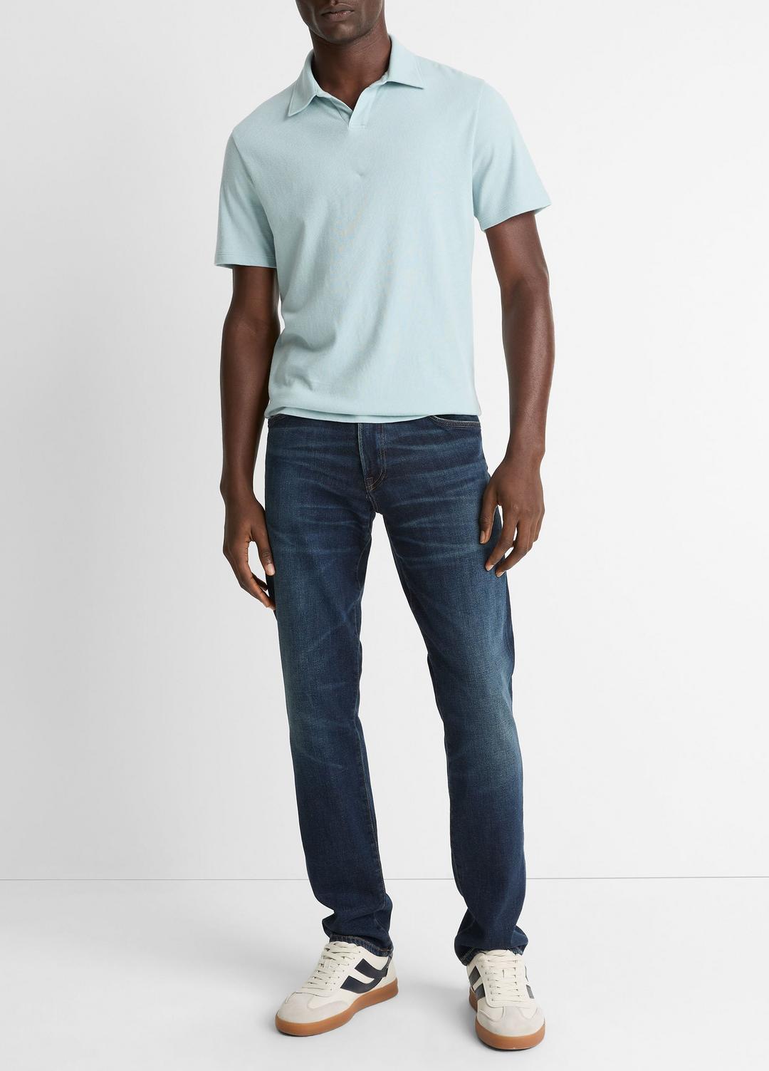 Cotton Johnny-Collar Polo Shirt in Henleys & Polos | VINCE Men
