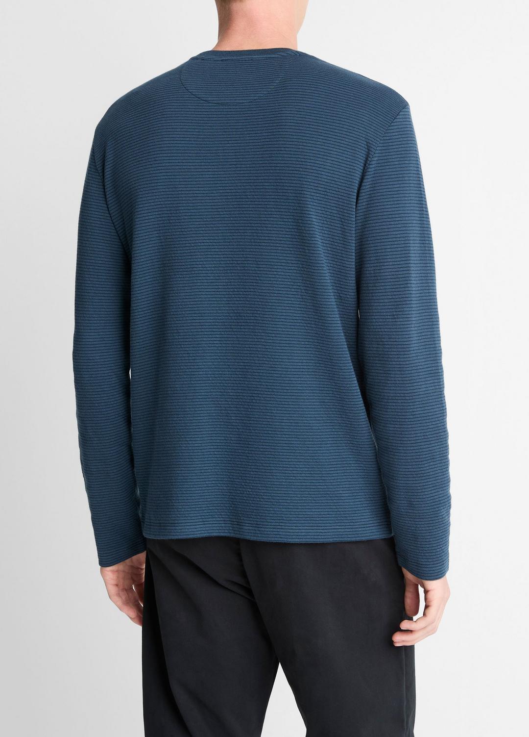 Striped Double-Knit Pima Cotton Long-Sleeve T-Shirt in Long Sleeve | VINCE Men