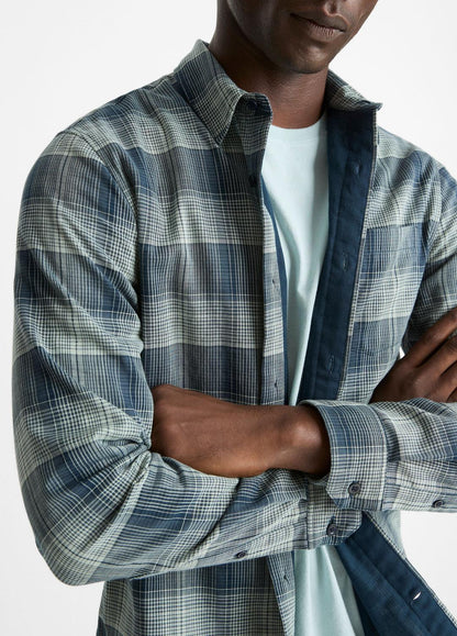 Big Sky Plaid Cotton Button-Front Shirt in Long Sleeve | VINCE Men