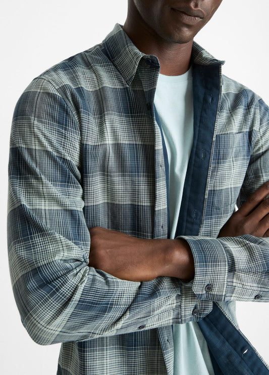 Big Sky Plaid Cotton Button-Front Shirt in Long Sleeve | VINCE Men