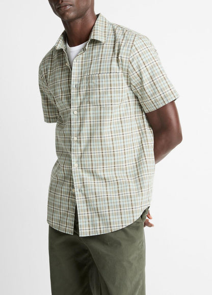 Polson Plaid Cotton Short-Sleeve Button-Front Shirt in Short Sleeve | VINCE Men