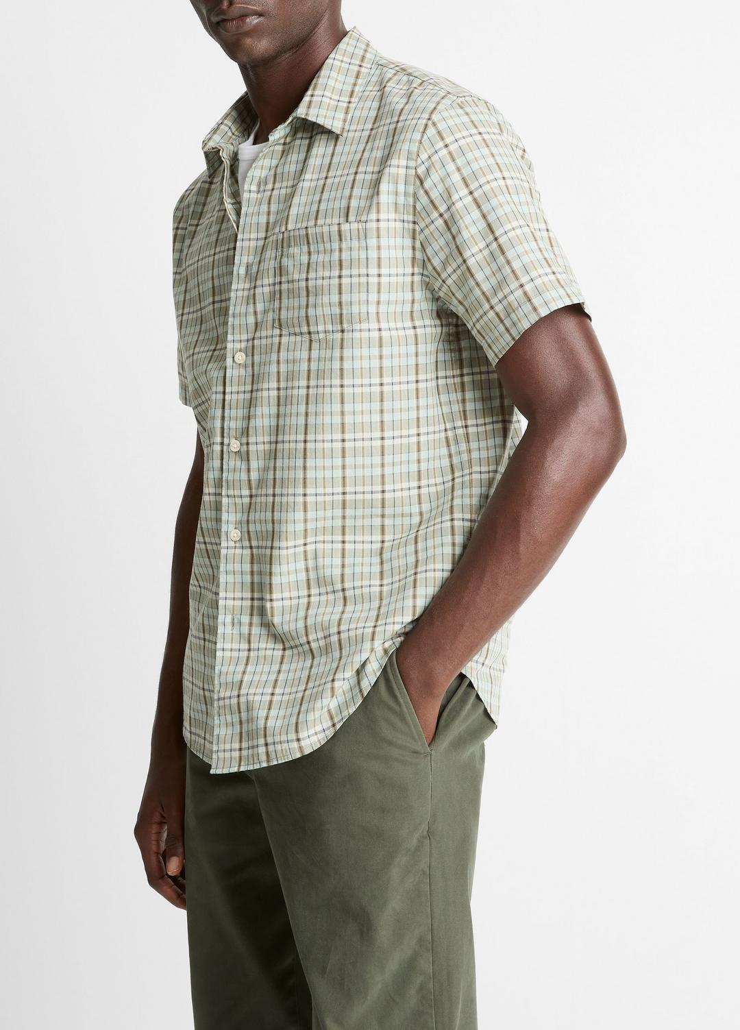 Polson Plaid Cotton Short-Sleeve Button-Front Shirt in Short Sleeve | VINCE Men