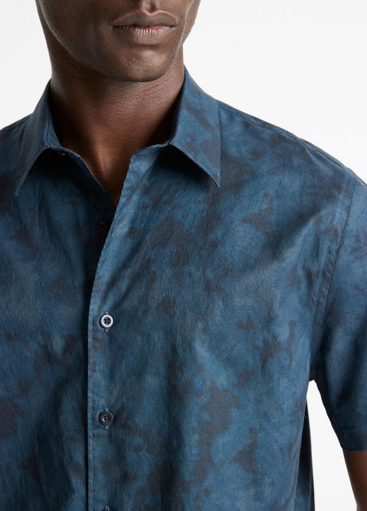 Dyed Camouflage Cotton Short-Sleeve Button-Front Shirt in Short Sleeve | VINCE Men